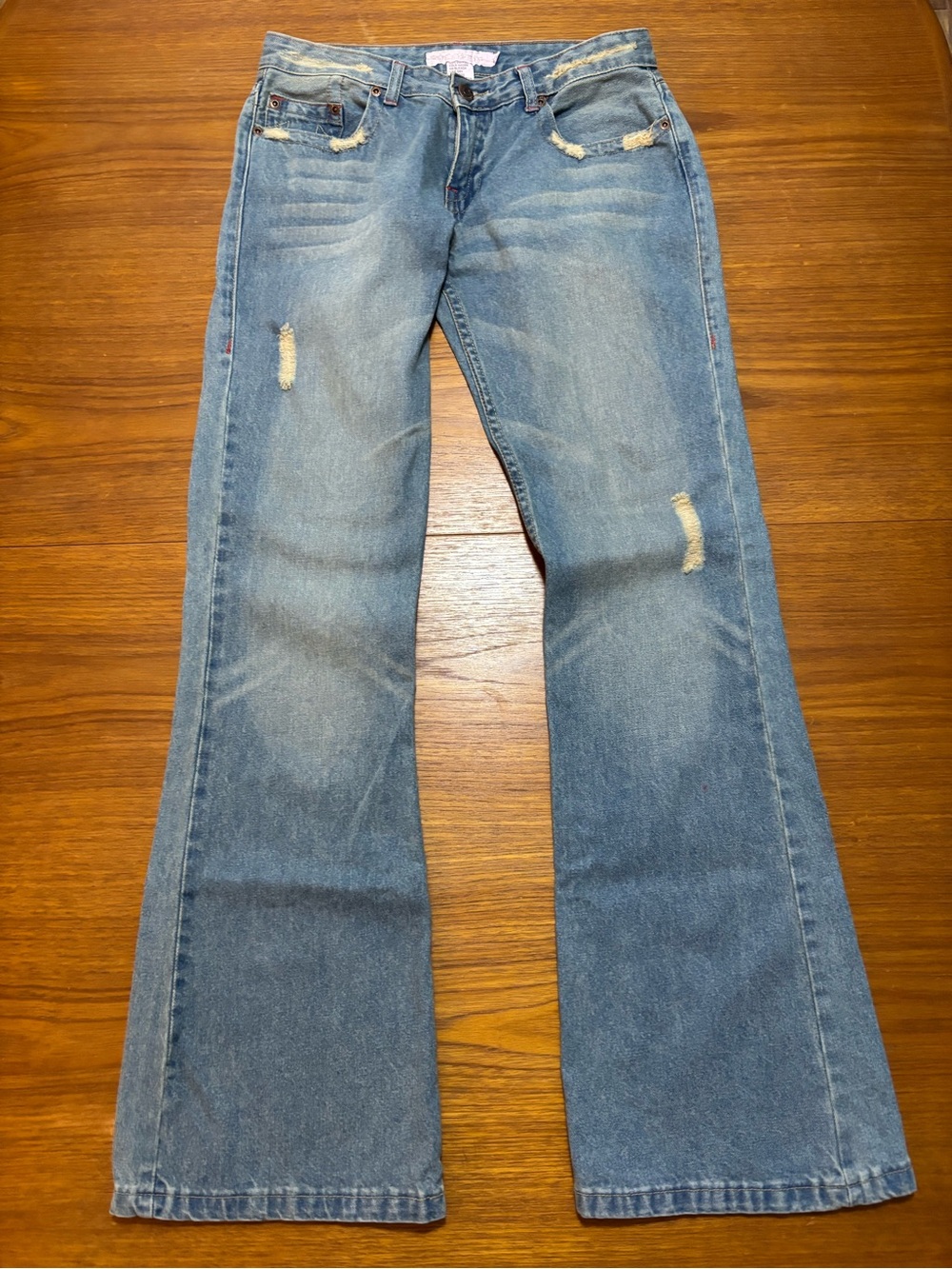 Fancy Collection Women’s Blue Flared Distressed Jeans - 29